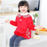 优贝祥女宝宝反穿衣灯芯绒秋冬幼儿园大码罩衣婴儿吃饭衣防水有加长款 大红色葵花 100码【身高90左右】