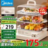 美的（Midea）【国家补贴】电蒸锅22L三层大容量外置加水电蒸锅 透明窗不锈钢蒸片蒸包子锅多功能锅ZGC322301