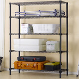 纳典置物架厨房加粗款落地客厅卧室阳台收纳货架家用储物架重型展示架 加宽 五层黑色 90*45*175CM