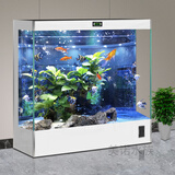 美诺家用鱼缸客厅超白玻璃生态免换水落地免换水一体式水族箱金鱼缸 白色 100*40*130cm