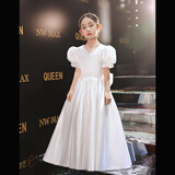 tunghsiaofei主持人礼服女童生日公主裙儿童小提琴高端钢琴演奏表演演出服大童 白色 160 身高160上下/体重80-90斤左右