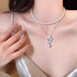 念芙项链25年新款细链条千金锁骨链仙纯欲风夏日精致中秋礼物送女生 双层项链【珍珠蝴蝶】