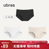 ubras女士内裤女抗菌底裆中腰三角裤黑色+白色+瓷肌色S