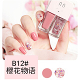 Aisxcoco 指甲油2件套装 免烤快干不可撕亮片不可剥指甲油胶美甲套组 B12 樱花物语