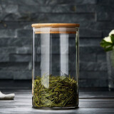 绿昌明玻璃茶叶罐醒茶罐密封茶盒防潮直身五谷杂粮罐竹盖存储糖果保鲜罐 1000毫升
