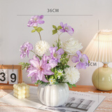迷.妆茶几花 仿真花艺北欧风盆栽INS装饰假花餐桌家居摆件客厅套装桌花 白南瓜+紫色鸢尾野百合