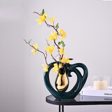 福美林（FUMEILIN）现代轻奢软装摆件家居客厅电视柜酒柜创意装饰品欧式玄关陶瓷摆件 苹果花瓶加花