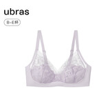 ubras无尽花海蕾丝性感大胸显小胸文胸女士内衣女 猫爪杯-柔灰紫 XL