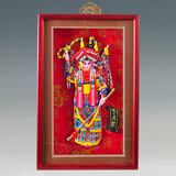 红泥坊中国特色人物泥人张京剧脸谱家居饰品摆件挂件中国风礼物商务礼品 花木兰 金丝福底21*34*4cm