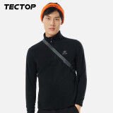 探拓（TECTOP）抓绒衣 户外加厚保暖男抓绒衣纯色立领半开衫柔软舒适抓绒衣 MZRY033 男款黑色 S