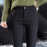 衫博黑色打底裤女外穿2025秋冬加绒高腰弹力紧身九分显瘦小脚铅笔裤子 单扣长裤[冬季加绒] L (106-115斤)