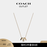 蔻驰（COACH）奥莱女士经典标志珐琅RONDELL项链 金色/白色