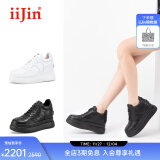 艾今（IIJIN）【蔡卓妍同款】官方经典超轻9cm厚底内增高休闲小白鞋女YF283IOA 全黑色 35