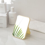 梳妆镜穿衣镜便携折叠桌面公主镜长方形镜子简约时尚镜化妆镜大镜面 北欧米色