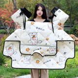 火炬人 电动车挡风被防寒保暖男女秋冬季加厚电瓶车挡风被摩托车防风罩 25米色云朵兔-带脖（加厚双面防雨）