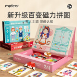 弥鹿（mideer）儿童早教磁力片拼图玩具磁力贴宝宝认知创意男孩变脸女孩换装磁性贴拼板游戏3+岁 新款-化装舞会（物品认知）