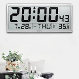 汉时（Hense）LCD大屏电子时钟客厅挂墙挂钟桌面台钟wifi自动对时家用钟表HA88 C款银色（上下显示、读秒）