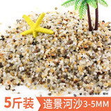 爬将军鱼缸造景砂彩石白沙夜光石头铺底鹅卵石水族箱龟缸装饰底沙 河沙【5斤装/袋】不浑水 不掉色