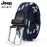 JEEP SPIRIT吉普男士帆布皮带休闲百搭腰带男中青年编织针扣裤带130CM