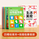 【时光学】线描临摹画册+凹槽绘画本 儿童临摹画册幼儿魔法凹槽控笔训练字帖带消失笔（全10本）