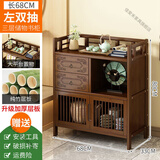佳爱禾 实木小博古架茶水柜多功能茶具茶叶收纳柜边柜小置物架子 三层升级左抽带门款