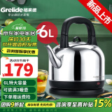 格来德 （Grelide）烧水壶加厚304不锈钢电热水壶家用电水壶4.2L-6L大容量热水壶自动断电煲水壶煮水壶开水壶防干烧 160S-分体底座-超大容量 6L