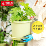 爱丽思（IRIS）Deepot花盆加厚树脂控根圆口绿萝绣球蔷薇月季塑料花盆 10号浅绿色(口径约32.8cm)无盆托
