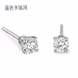 蓝色多瑙河 白18K金20分钻石耳钉 勿忘我