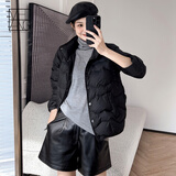 美洋（MEIYANG）速暖鹅绒服定制高阶尼龙简约绗缝轻暖短款羽绒外套秋季新款羽绒服 黑色 M