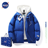 NASALIKE官方棉服男冬季宽松抗寒保暖连帽棉衣外套加厚面包服羽休闲绒棉袄 克莱因蓝 XL   推荐135-160斤