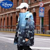 迪士尼（Disney）男童羽绒服2025冬季新款中长款男童时尚连帽中大童加厚保暖外套 【蓝色渐变】极寒加厚款 150