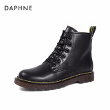 达芙妮（DAPHNE） 马丁靴女2022秋季黑色经典英伦风靴子女短靴女 黑色六孔【加绒】 37