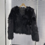 傲列万年五代整皮狐狸毛皮草外套女装短款冬上新网红同款显瘦时尚外套 黑色 S