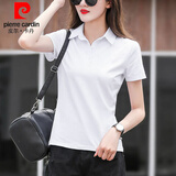 皮尔卡丹（pierre cardin）纯棉翻领t恤女短袖2025夏季新款polo衫上衣显瘦宽松休闲运动服 FL-95:纯棉短袖:白色 L 建议（96-110）斤