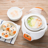 天际（TONZE） 单人隔水炖一人份1人用小型陶瓷电炖锅迷你电炖盅多功能蒸炖家用全自动煮粥神器7BG 橙色（两套内胆） 0.7L