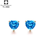 今上珠宝18K玫瑰金耳钉 女心形托帕石耳饰彩色宝石 18K金心形托帕石耳钉