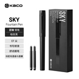 KACO钢笔小学生3-6年级可换墨囊男女初学练字三年级正姿签字钢笔生日礼物 EF笔尖含墨囊上墨器 实色黑