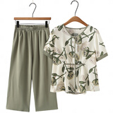 俞兆林（YUZHAOLIN）母亲节妈妈夏装套装新款中老年女装奶奶装两件套老年人衣服 绿色 2XL 建议100-115斤