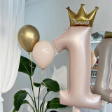 多美忆生日场景布置 气球40寸数字1 生日装饰女孩宝宝室内布置公主款