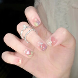 美甲穿戴甲2026年新款ins高级手工学生超闪可拆卸穿戴式指甲贴片 甜心珍珠法式 24片 【短款】