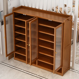 米囹鞋柜门口家用室内简易鞋架子多层入户收纳神器省空间宿舍出租屋用 茶色双门6层【实板门】带靴位 （非主图）