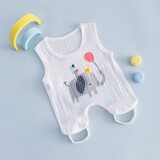 启乐融融纯棉肚兜婴儿夏季薄款男女宝宝全棉纱布半背护肚围连腿新生儿背心式带腿兜兜新生幼儿双层纱布护肚脐 小象 80码