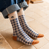 Cofni意大利纯棉刺绣袜子女春秋季复古中筒袜堆堆袜无骨袜休闲潮袜百搭 礼盒装： 6双