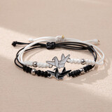 QMXD情侣手链一对和平鸽吊坠画油黑白千纸鹤编织手绳情人节礼物送女友 情侣一对+精美礼盒