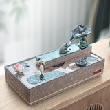 陋石坊 客厅流水喷泉桌面摆件办公室生财鱼缸加湿器开业礼品轻奢水景 S028-3和气生财流水C款