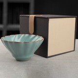 真迹开片陶瓷主人杯汝窑花瓣杯个人杯品茗杯家用茶杯功夫茶具配件 汝窑莲花杯-天蓝