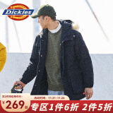 dickies棉服 可脱卸毛领字母印花多口袋夹克百搭厚外套 9551 黑色 M