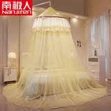南极人（Nanjiren）免安装蚊帐圆顶吊顶家用配升降天地杆宫廷落地加密沙帐床型通用款 唯爱圆顶-黄色 1.2/1.5/1.8/2米床通用尺寸