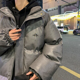 埖煦PU皮棉服男外套男女同款机车服冬季加厚衣服男棉衣羽面包绒服棉袄 M6610深灰色 4XL (建议体重180-220斤)