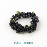 铂思亚花匠新款大肠发圈女简约玫瑰橡皮筋气质高级感百搭头绳头花发饰 黑色
